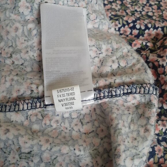 Old Navy Girl's M (8) Navy Pink Ditsy Floral Short Sleeve Tiered Cotton Dress - Picture 4 of 5